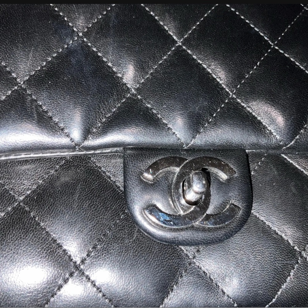 Excellent Chanel Kelly Top Handle Black Silver Hardware Medium 10” - Picture 7 of 8